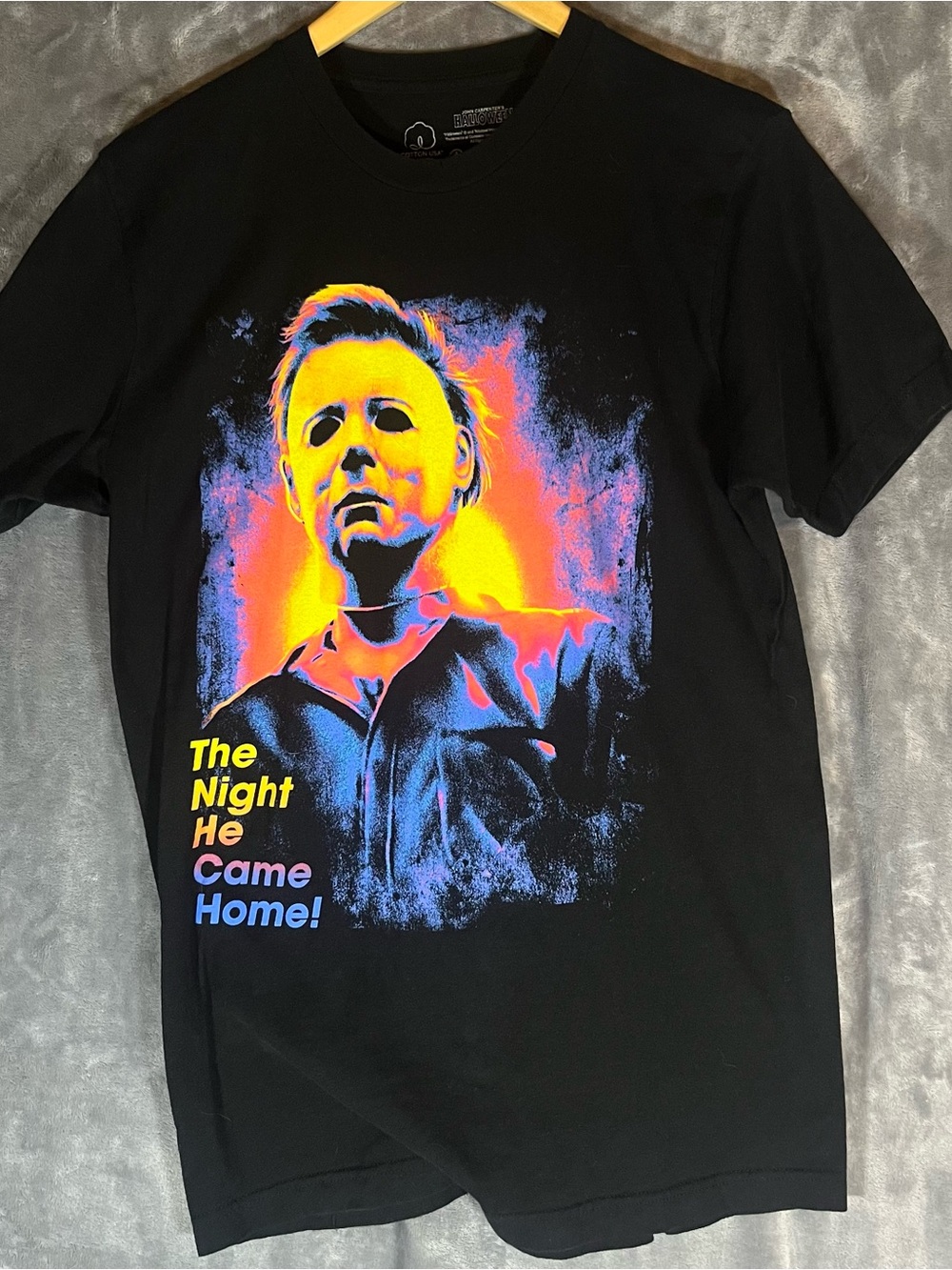 Black Graphic Horror Tee - The Night He Came Home!